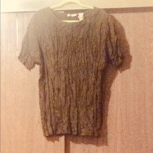 Chaus top Silk NWT S/M brown sh/Slv vtg crinkled